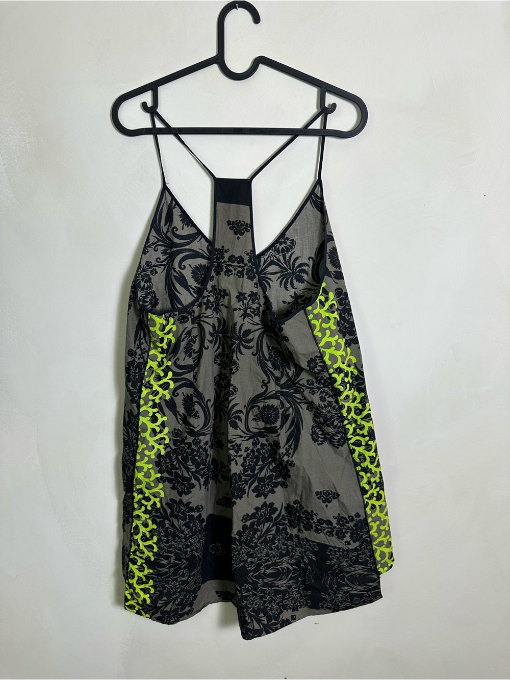 Hache Grey and Black Neon Floral Print Tank Top Size 46 Medium cotton - Picture 2 of 5